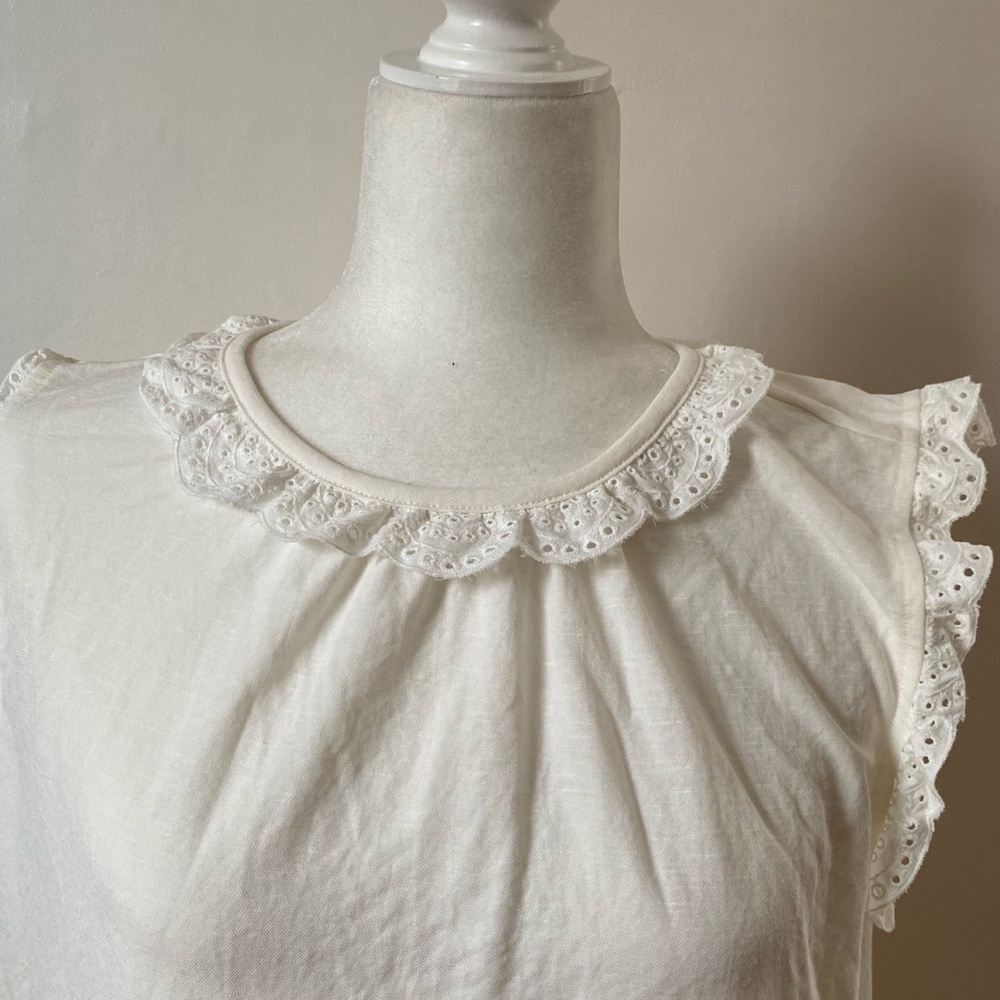 Ann Taylor | Eyelet Ruffle Shell - Picture 2 of 8